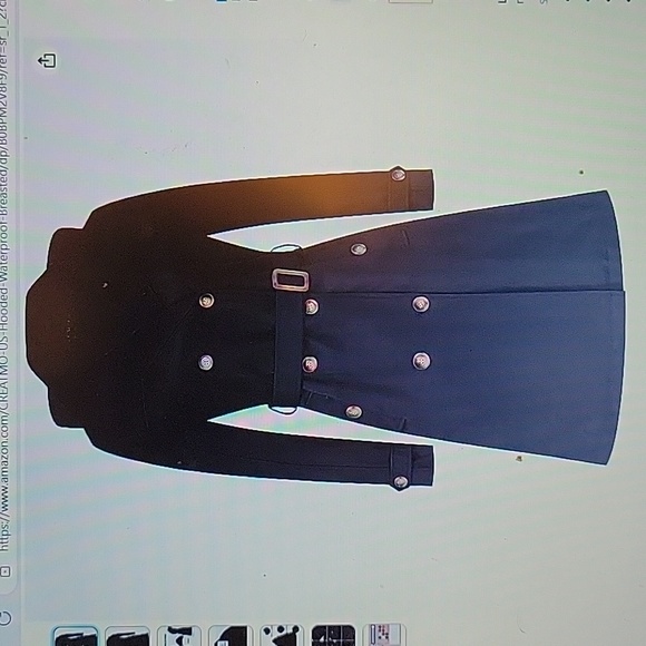 Creatmo US black trench cost double breasted overcoat belted detach hood…S NEW - Picture 6 of 14